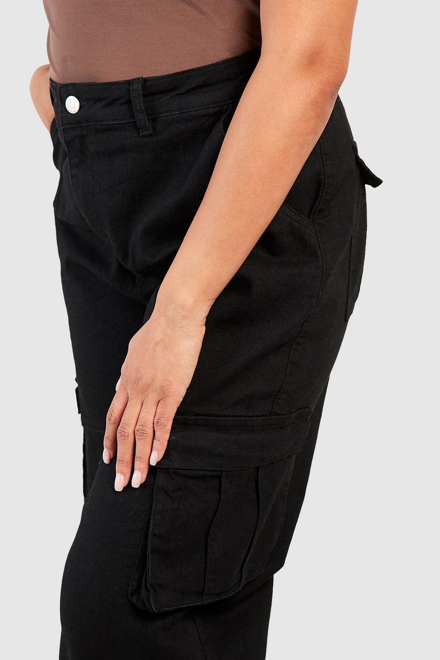 czarne jeansowe spodnie bojówki kieszenie