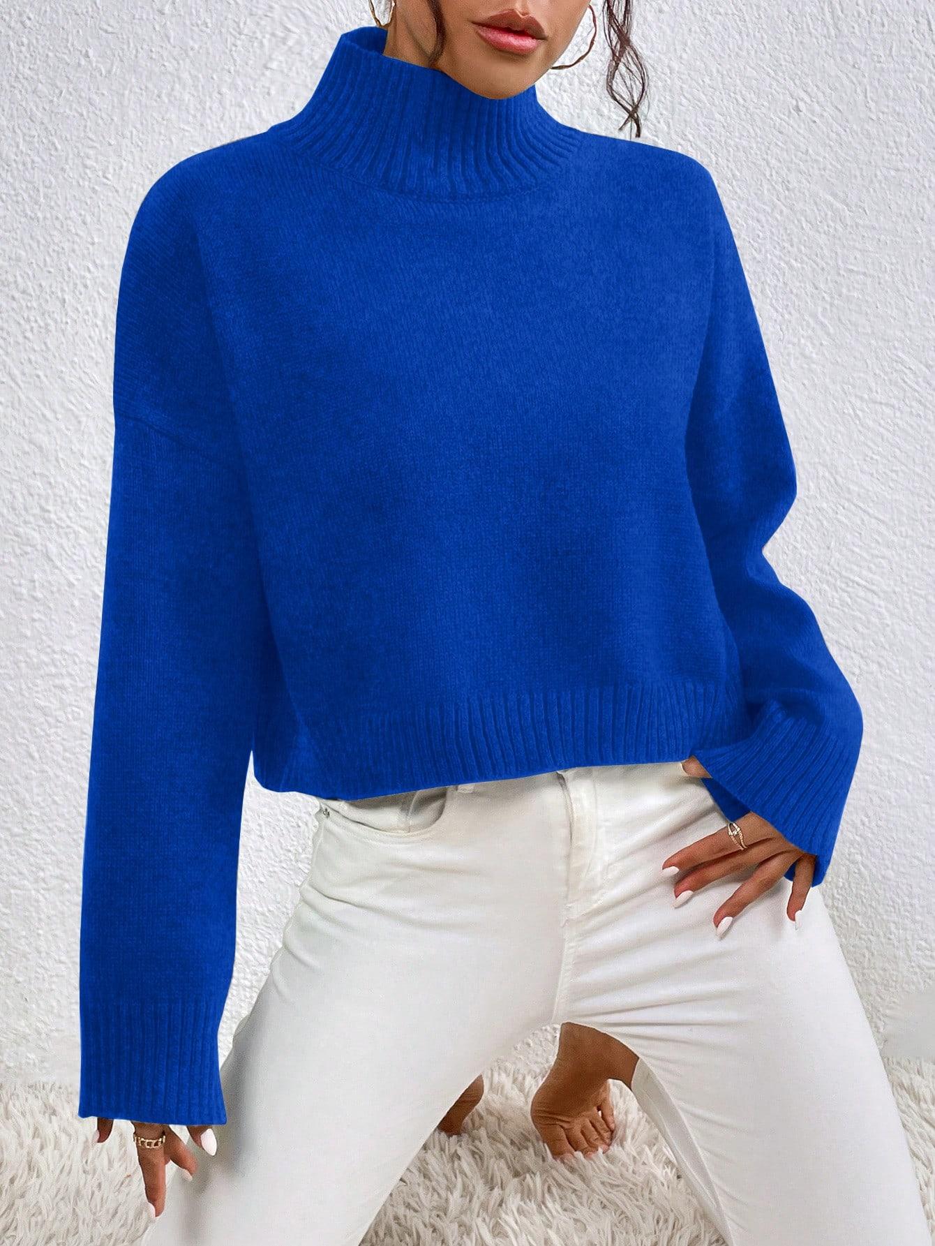 NIEBIESKI DZIANINOWY SWETER