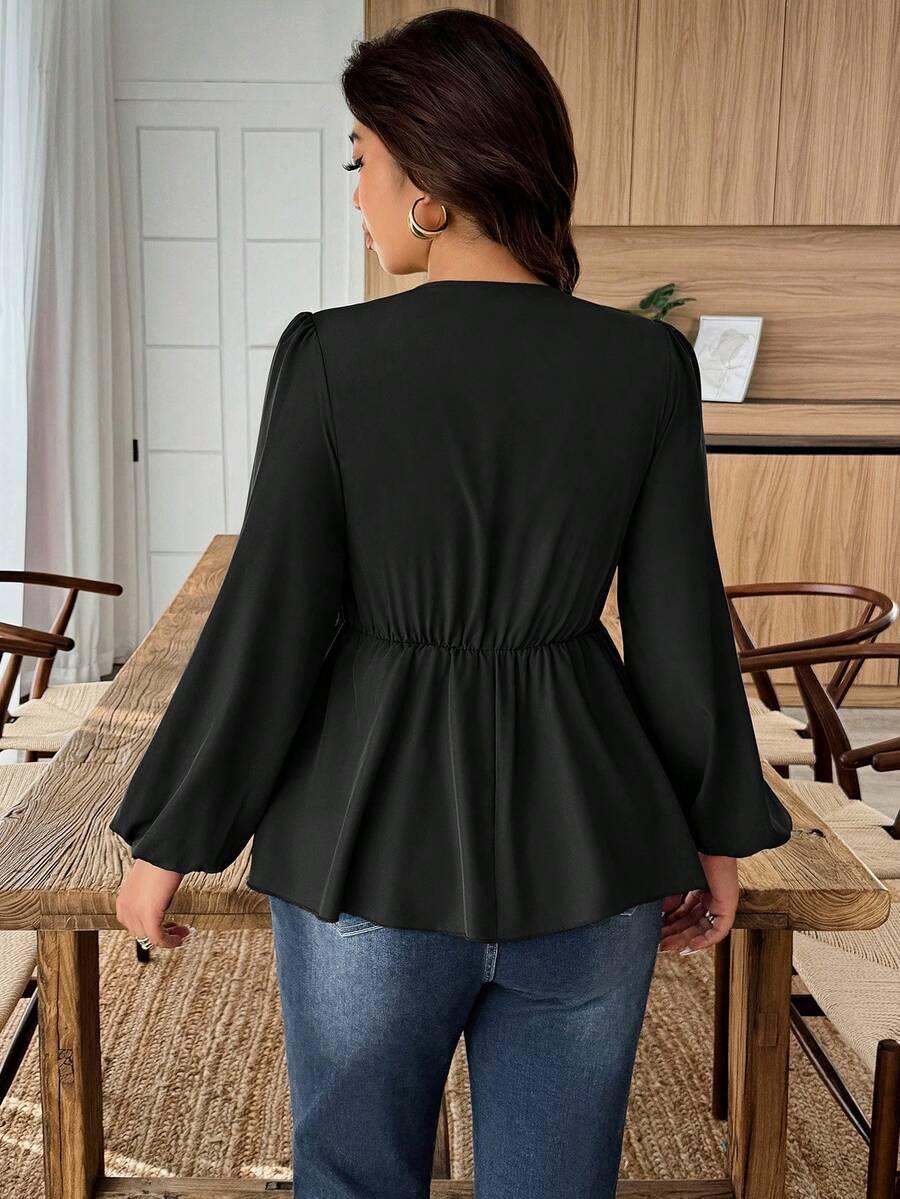 CZARNA BLUZKA V-NECK