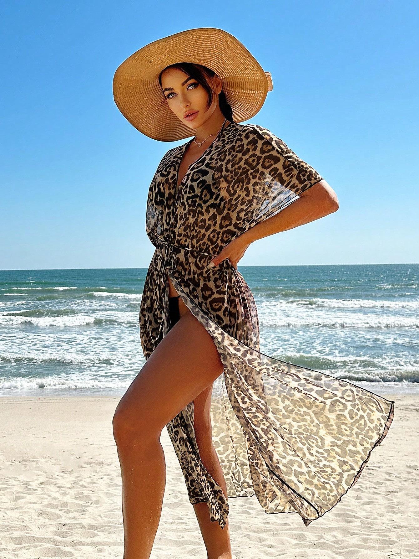 narzutka plażowa animal print