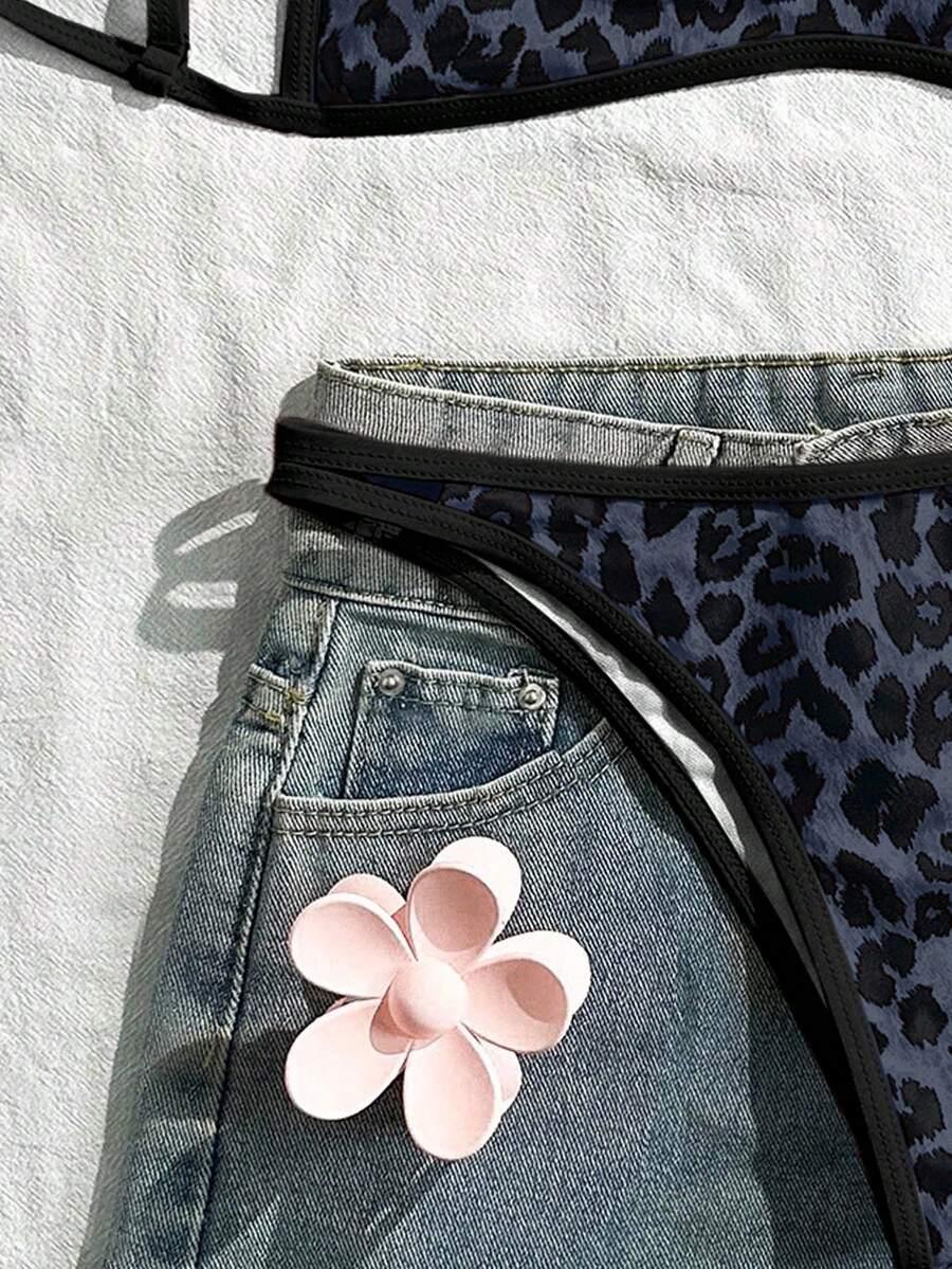 dwuczęściowy strój kąpielowy animal print