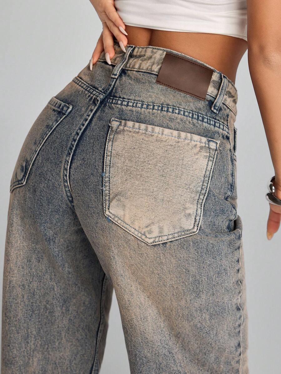 SPODNIE JEANS wysoki stan