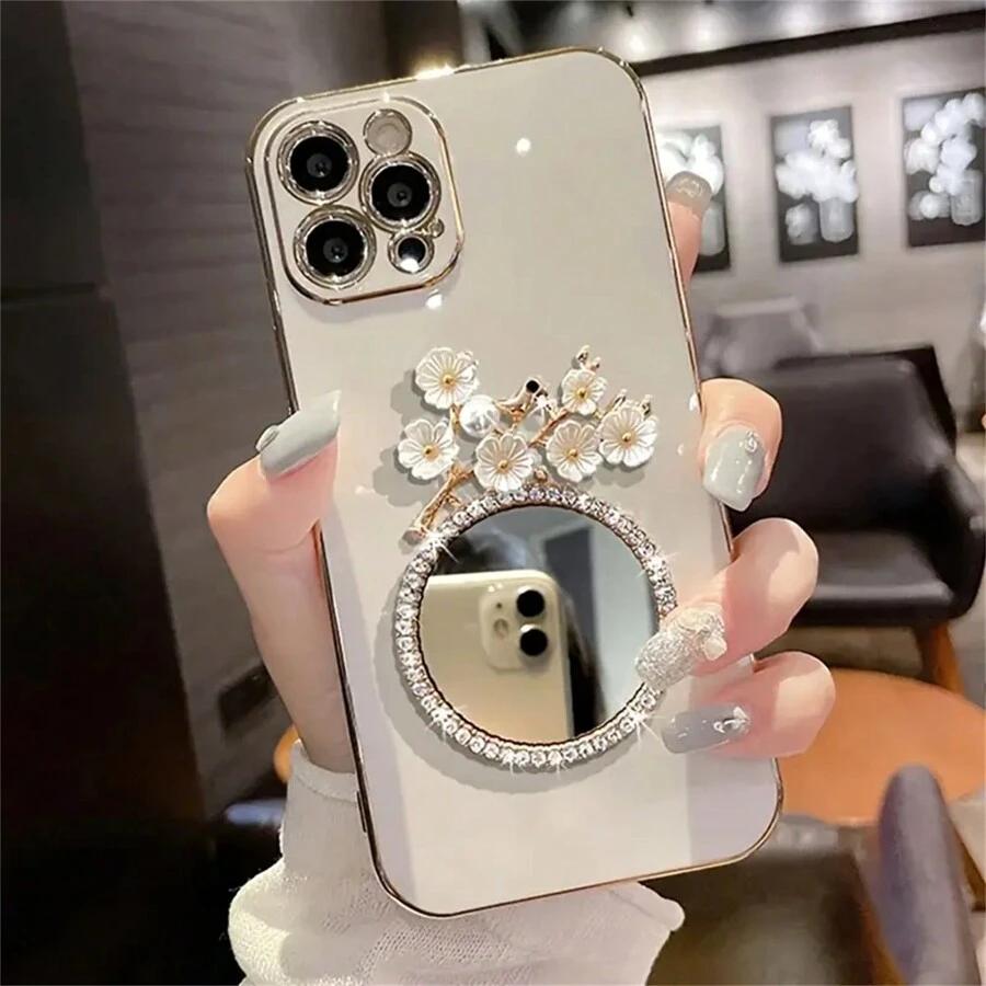 BIAŁE ETUI ZDOBIENIE KWIATY GALAXY S23+ 