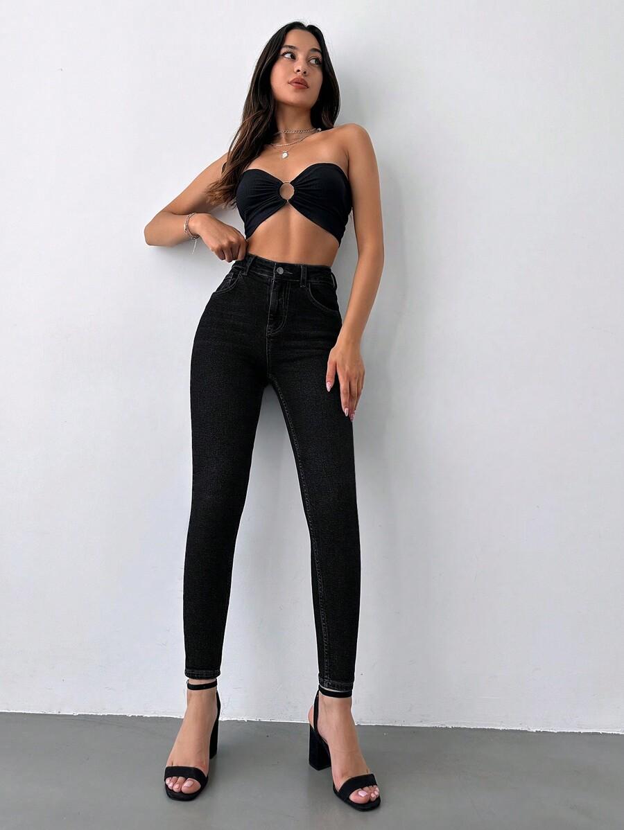 CZARNE SPODNIE JEANS RURKI