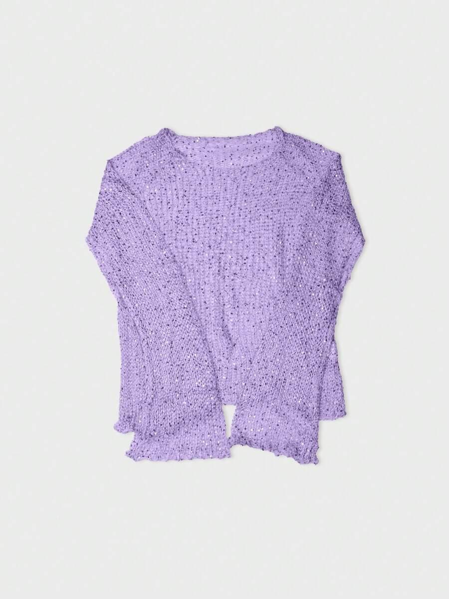 FIOLETOWY SWETER CEKINY