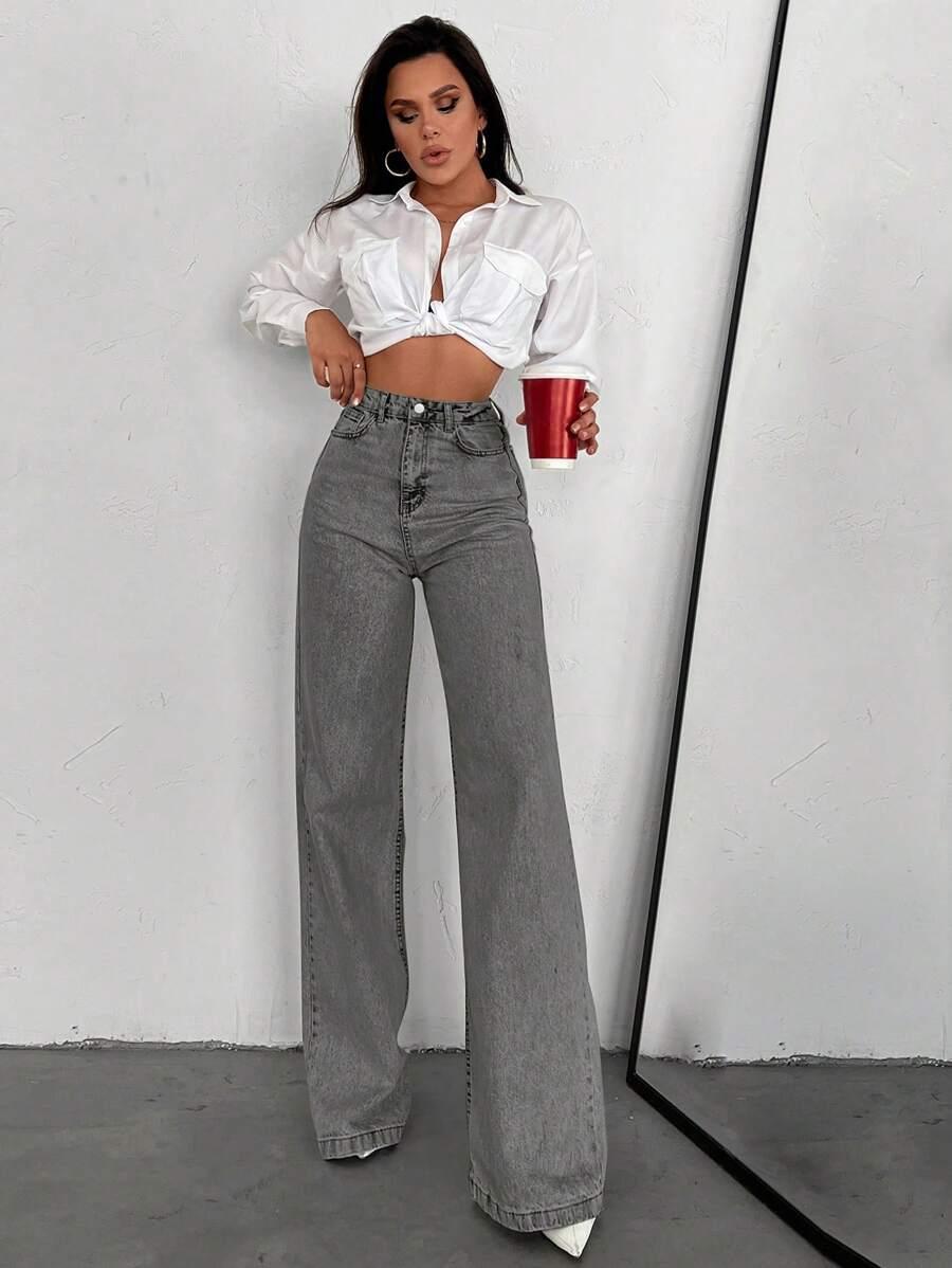 SPODNIE JEANSOWE WYSOKI STAN