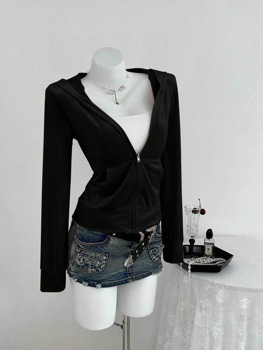 czarna bluza zamek kaptur