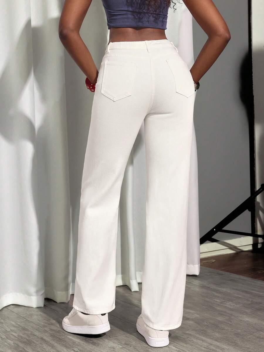 BIAŁE SPODNIE JEANS