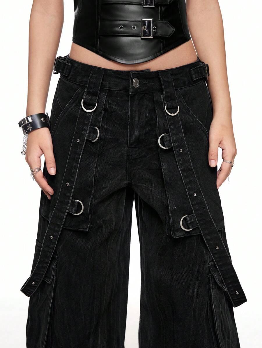 CZARNE SPODNIE JEANS 