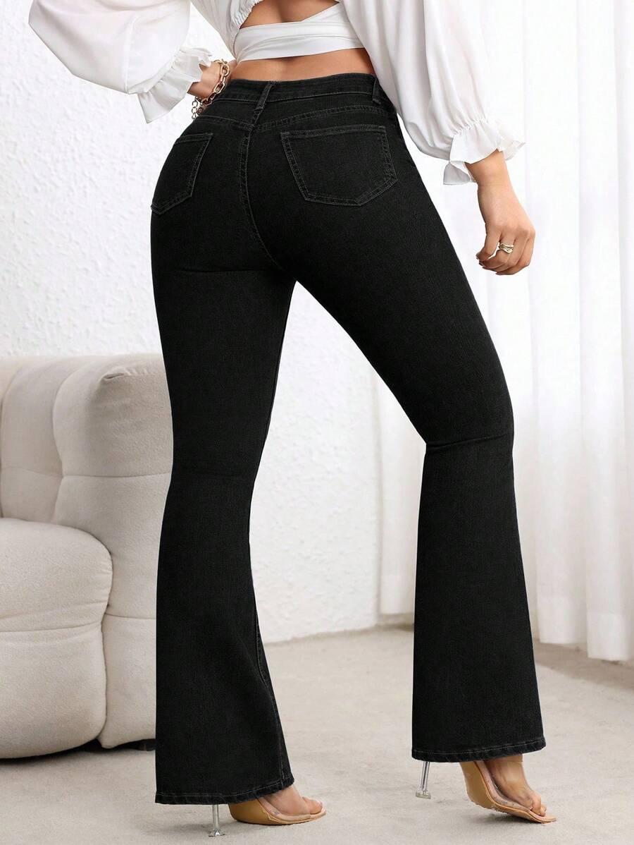 CZARNE SPODNIE JEANS DZWONY