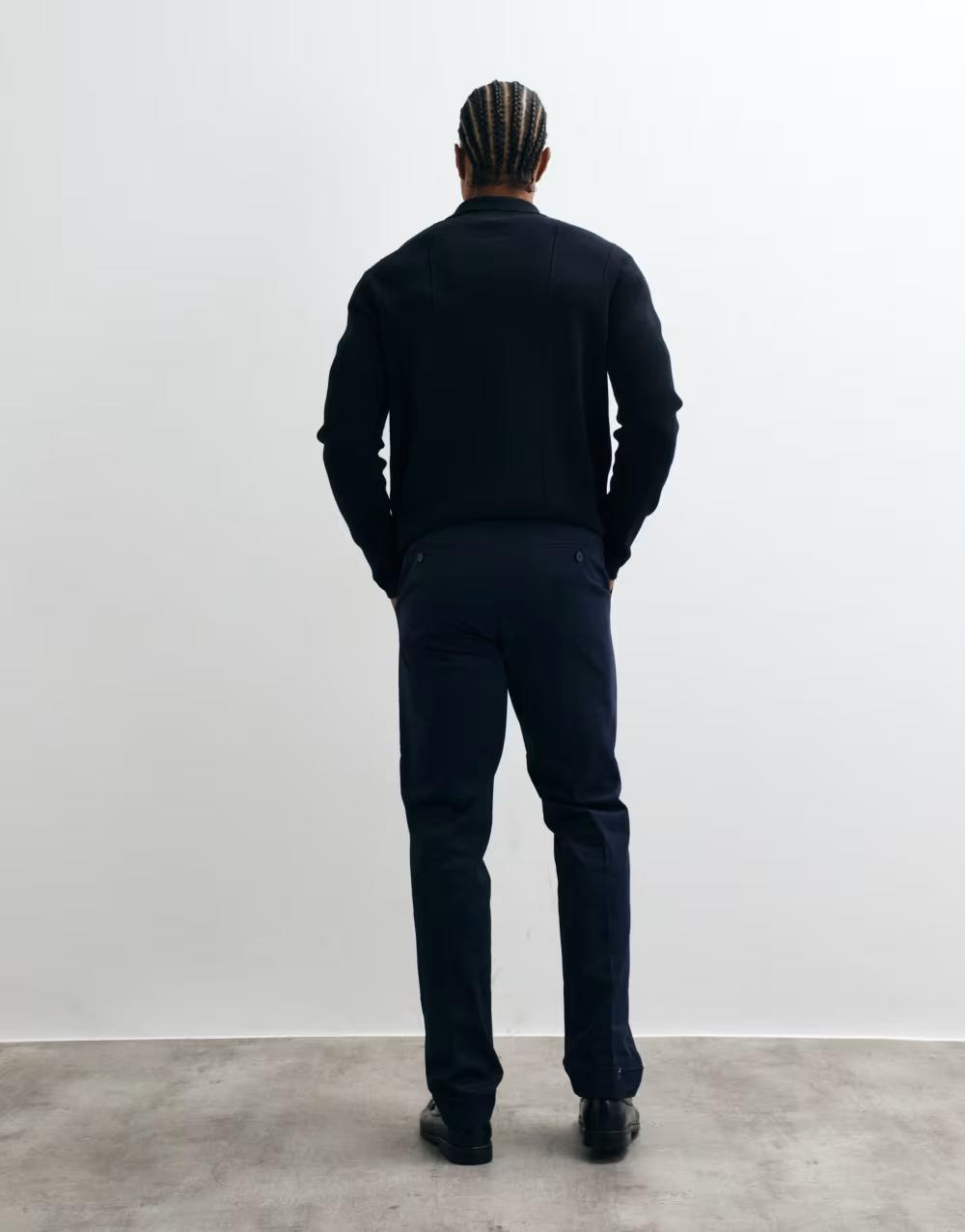granatowe eleganckie spodnie chinos