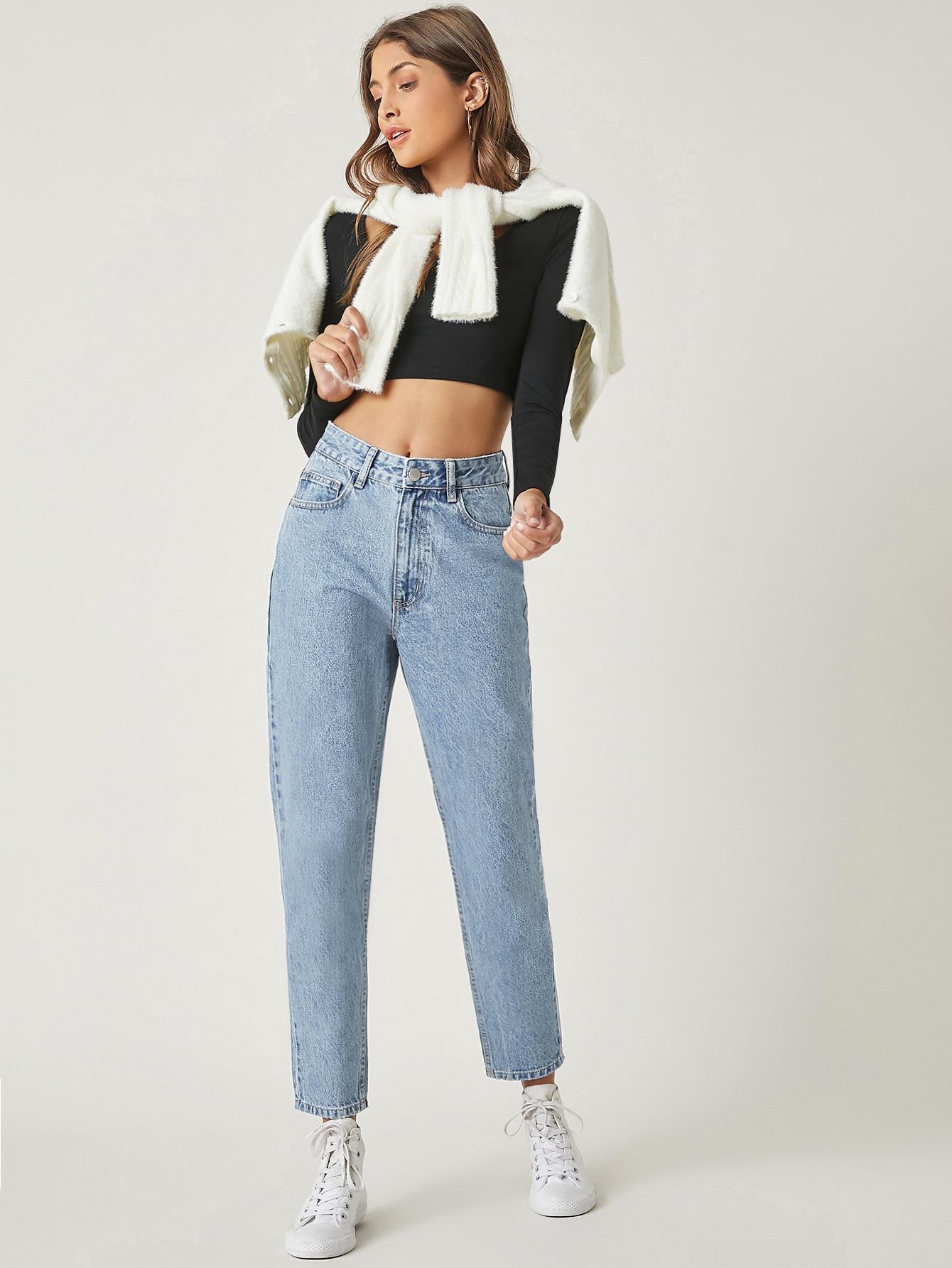 JEANSY DAMSKIE MOM JEANS BAWEŁNA WYSOKI STAN