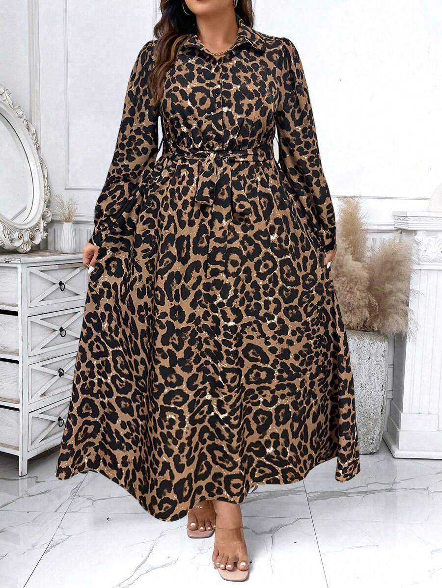 koszulowa maxi sukienka animal print
