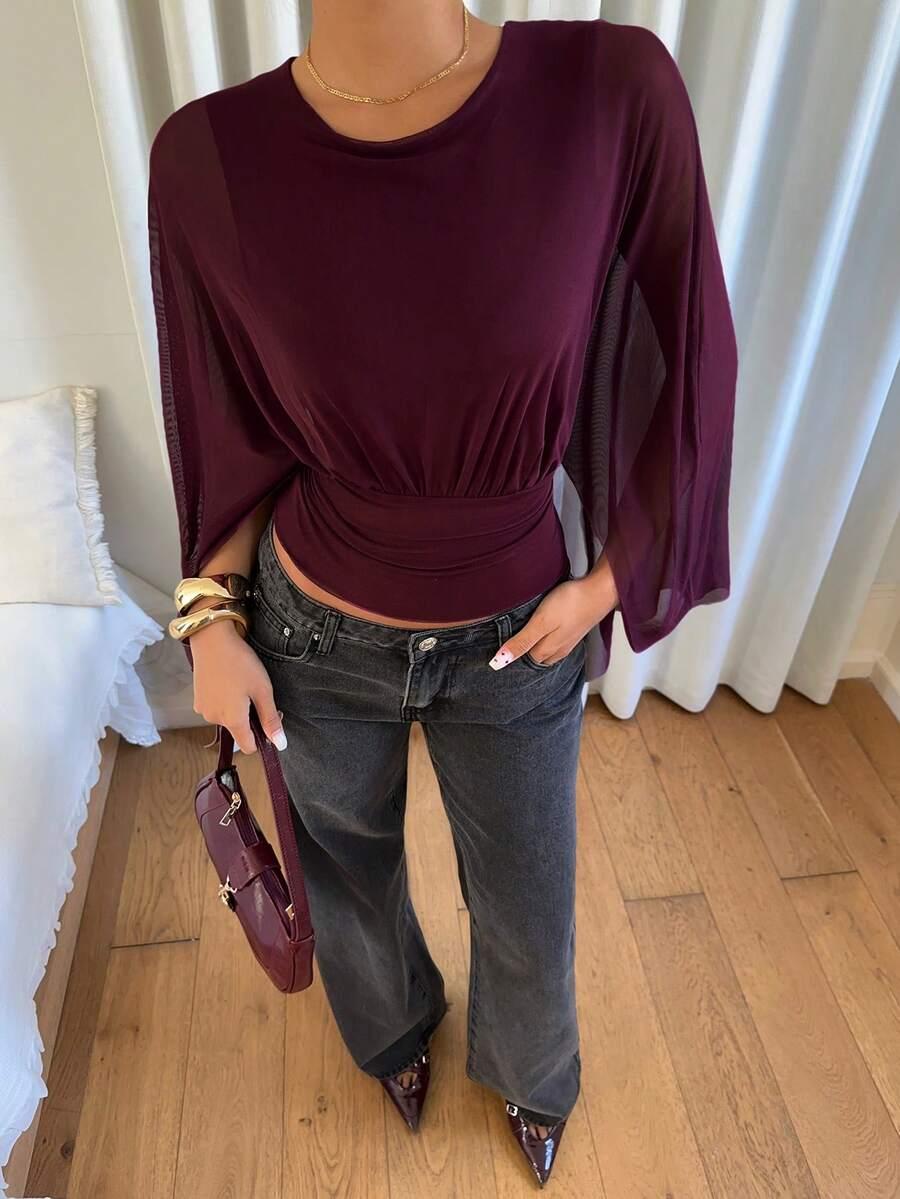 fioletowa bluzka casual