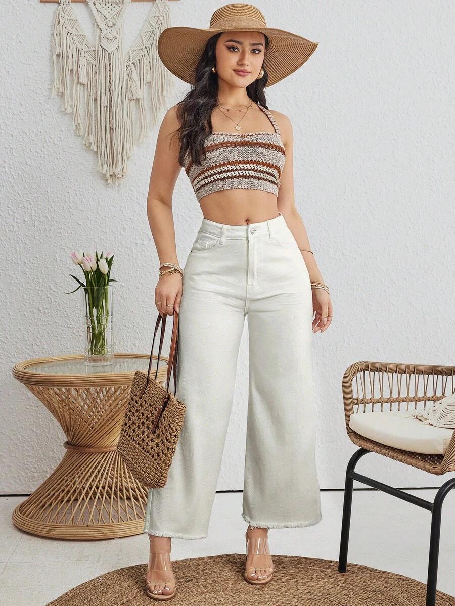 BEŻOWE SPODNIE JEANS