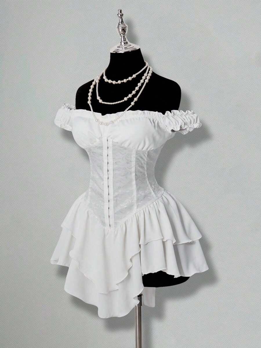 BIAŁA MINI GORSETOWA SUKIENKA 
