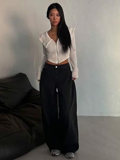 CZARNE SPODNIE JEANS