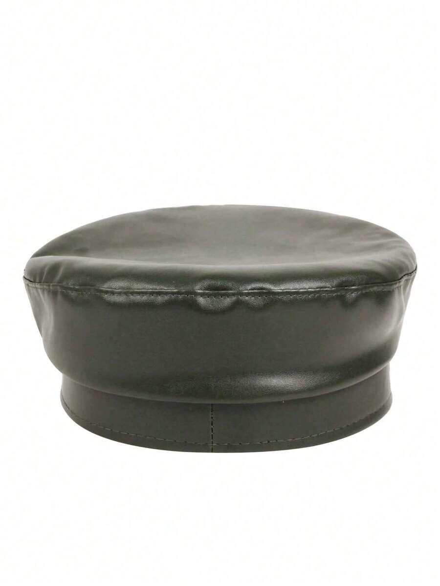 zielony beret imitacja skóry
