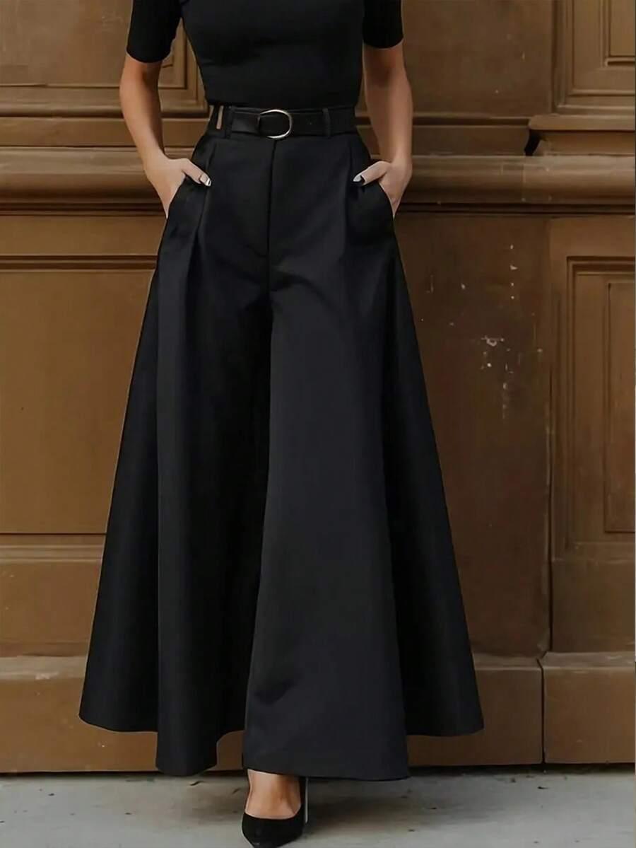 CZARNE ELEGANCKIE SPODNIE