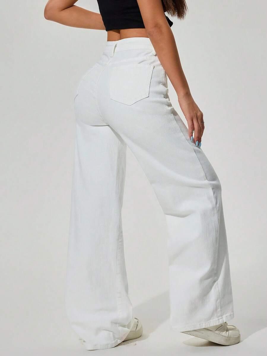 BIAŁE SPODNIE JEANS