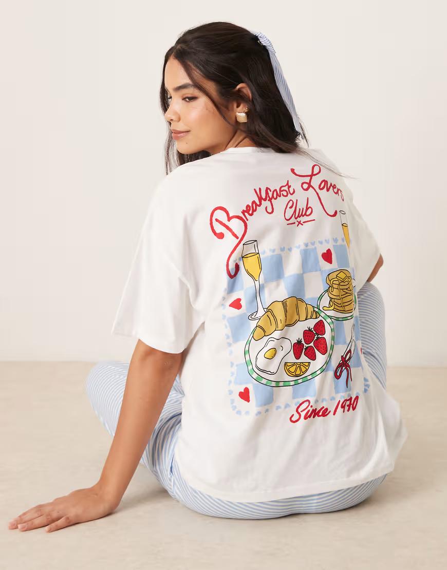 BIAŁY T-SHIRT OD PIŻAMY PRINT