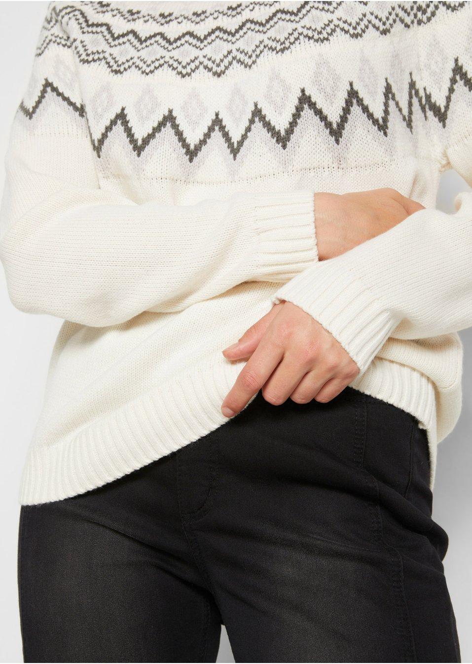 SWETER Z DEKOLTEM W NORWESKI WZÓR