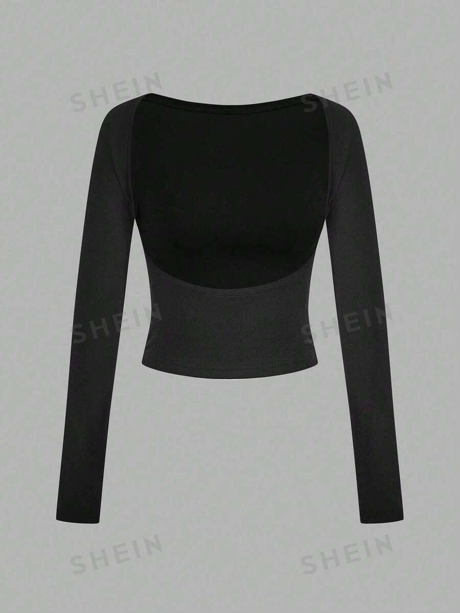 CROP TOP DŁUGI RĘKAW ODKRYTE PLECY 2-PACK