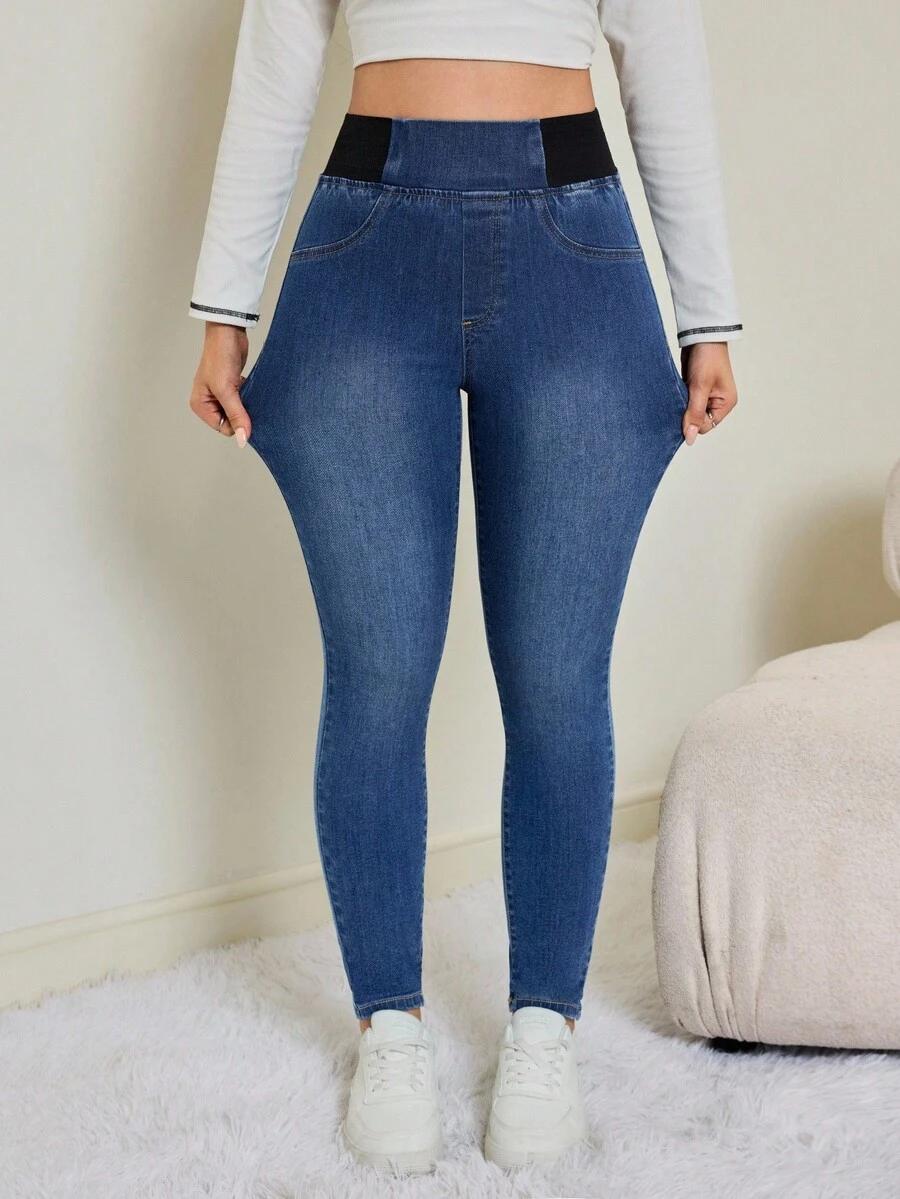 NIEBIESKIE SPODNIE JEANS GUMKA