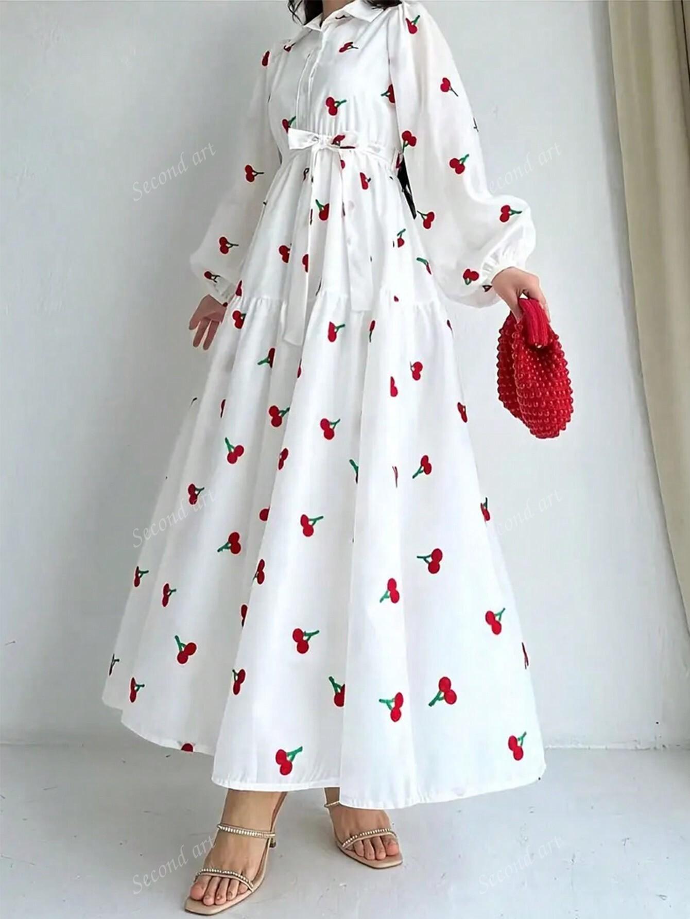 biała maxi sukienka print