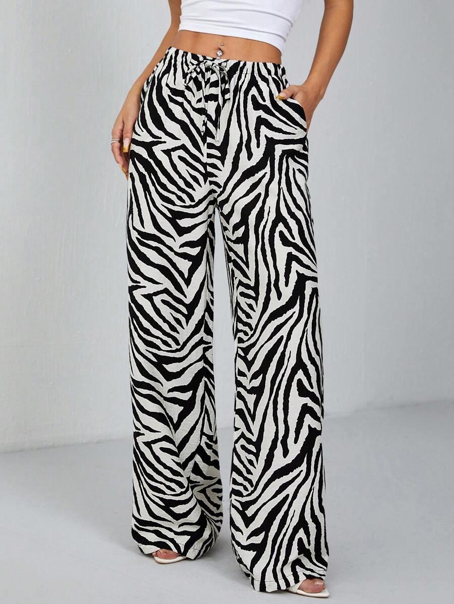 WIĄZANE SPODNIE ANIMAL PRINT