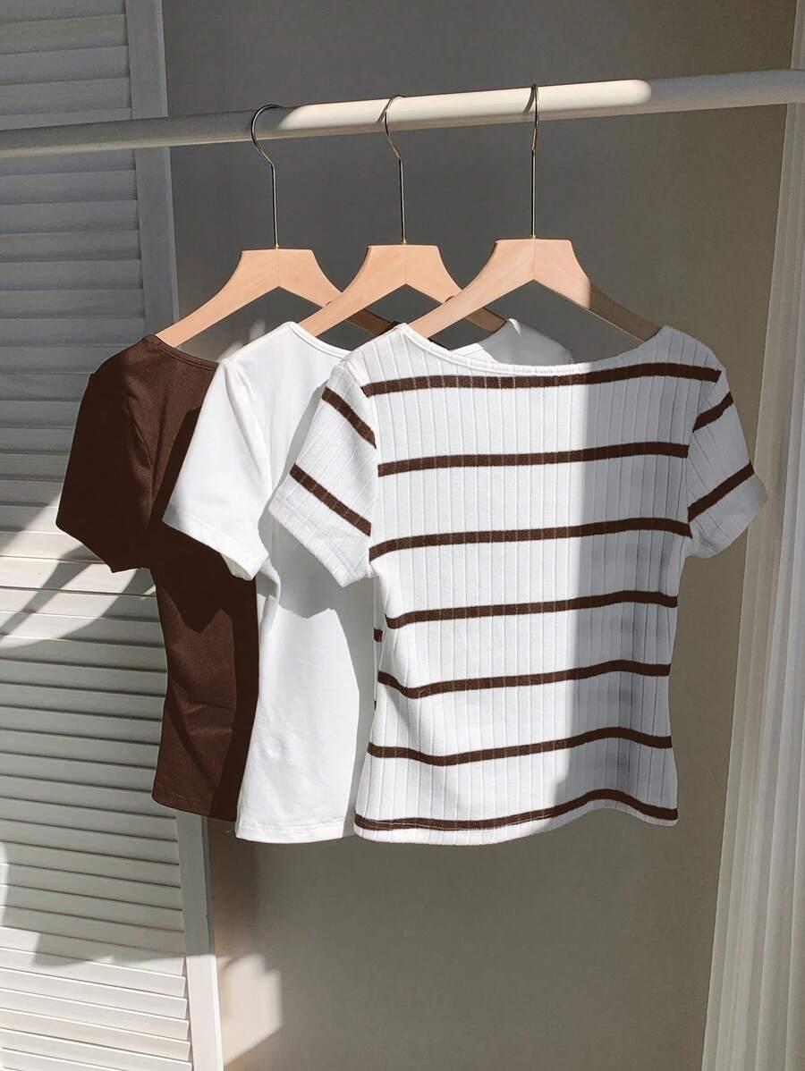 TOP KRÓTKI RĘKAW 3-PACK