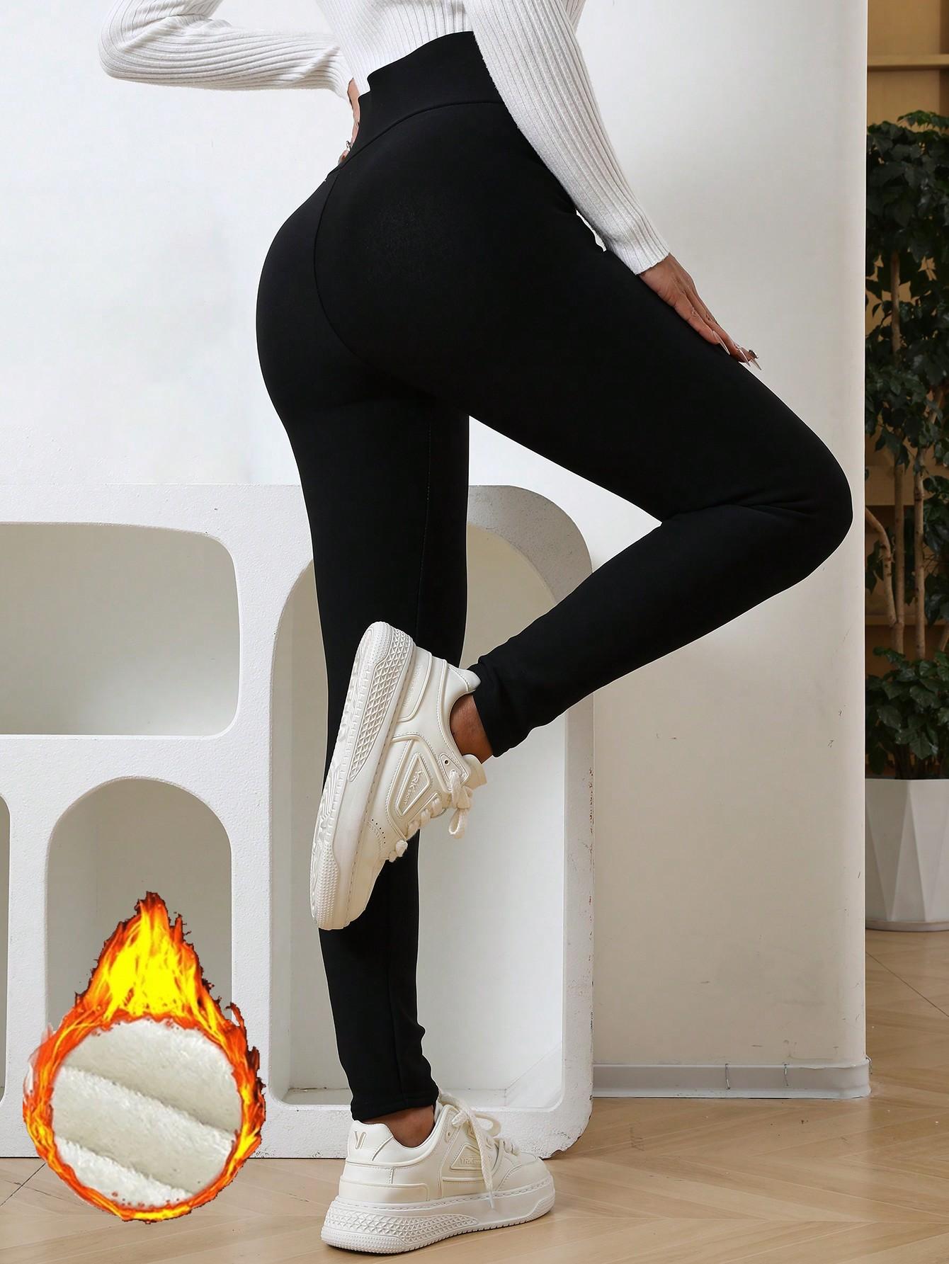 CZARNE OCIEPLANE LEGGINSY