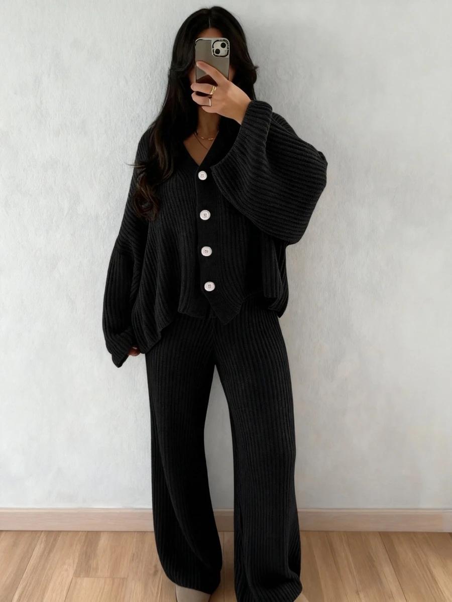 SWETER SPODNIE KOMPLET DZIANINA
