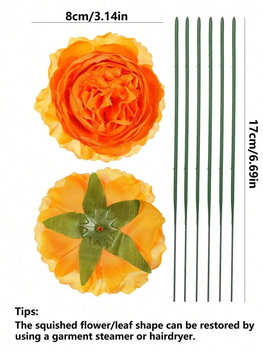 POMARAŃCZOWE SZTUCZNE KWIATY DEKORACJA 5-PACK