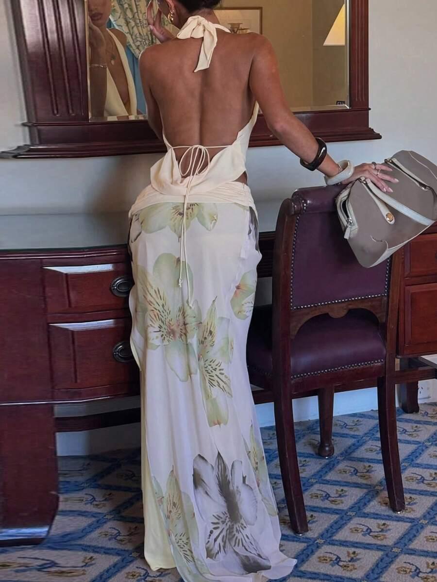 MAXI SPÓDNICA WZÓR KWIATY