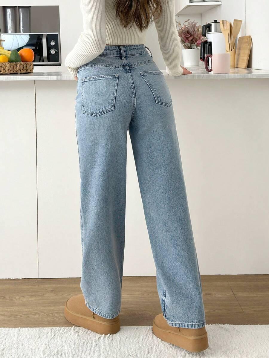 NIEBIESKIE SPODNIE JEANS WYSOKI STAN