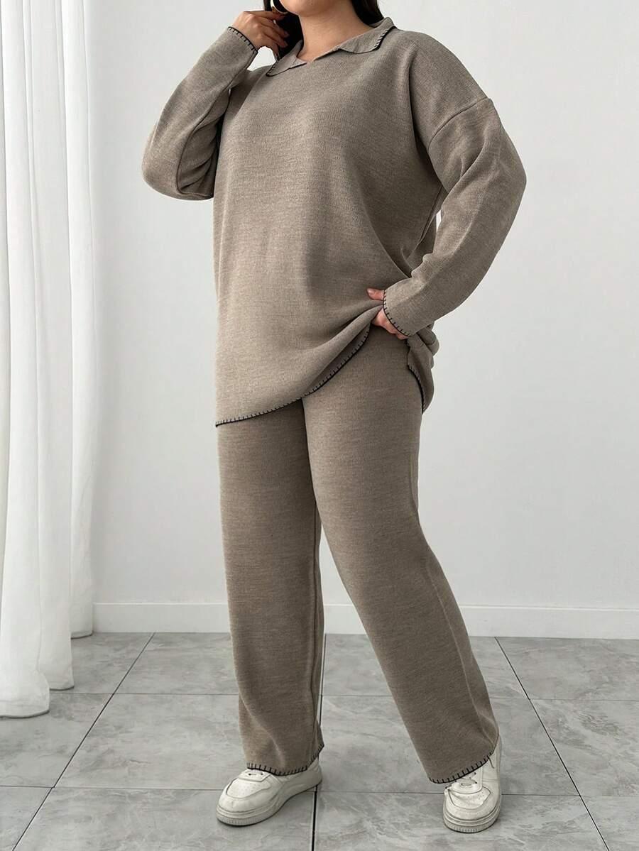 komplet sweter spodnie dzianina 