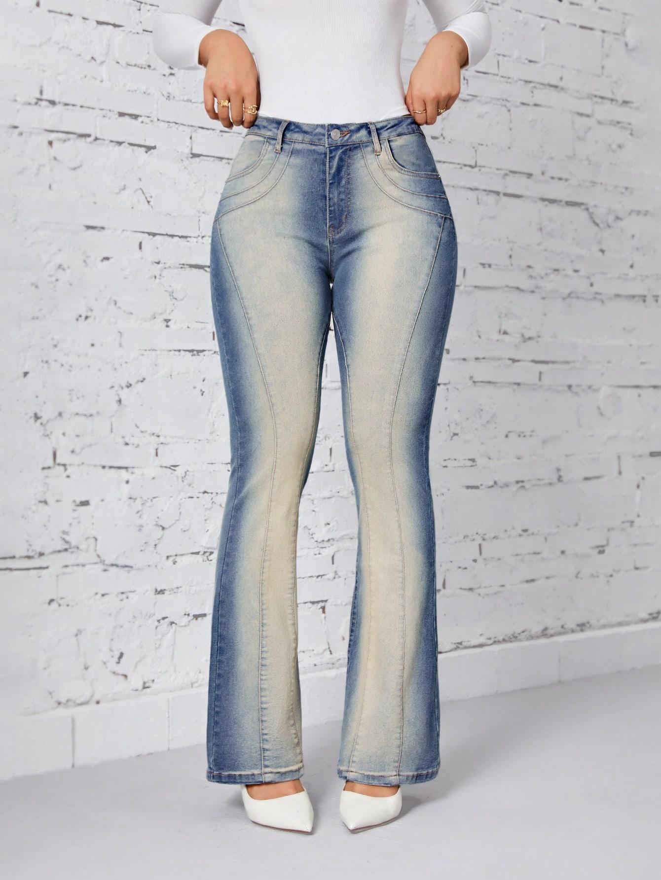 spodnie jeans wysoki stan ombre