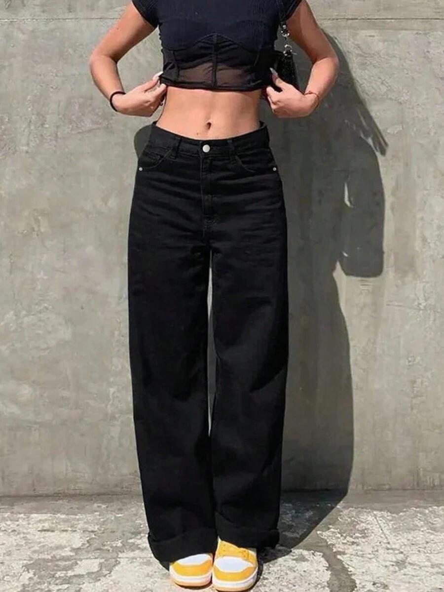 CZARNE SPODNIE JEANS
