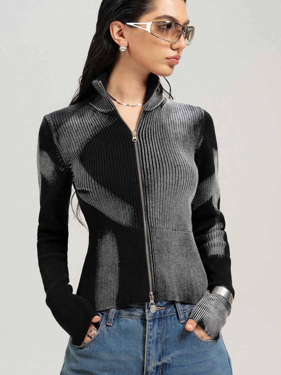 dzianinowy sweter zamek 