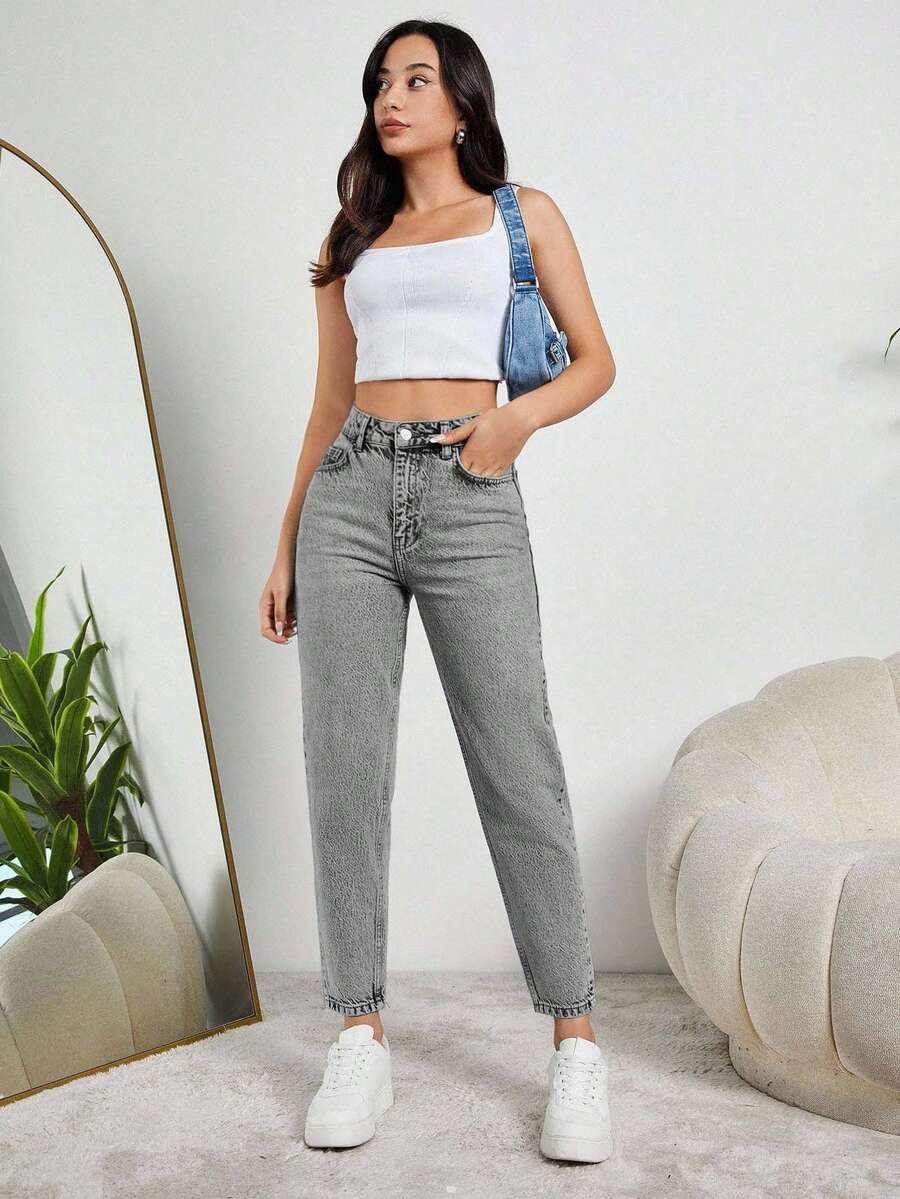 SZARE SPODNIE JEANS 