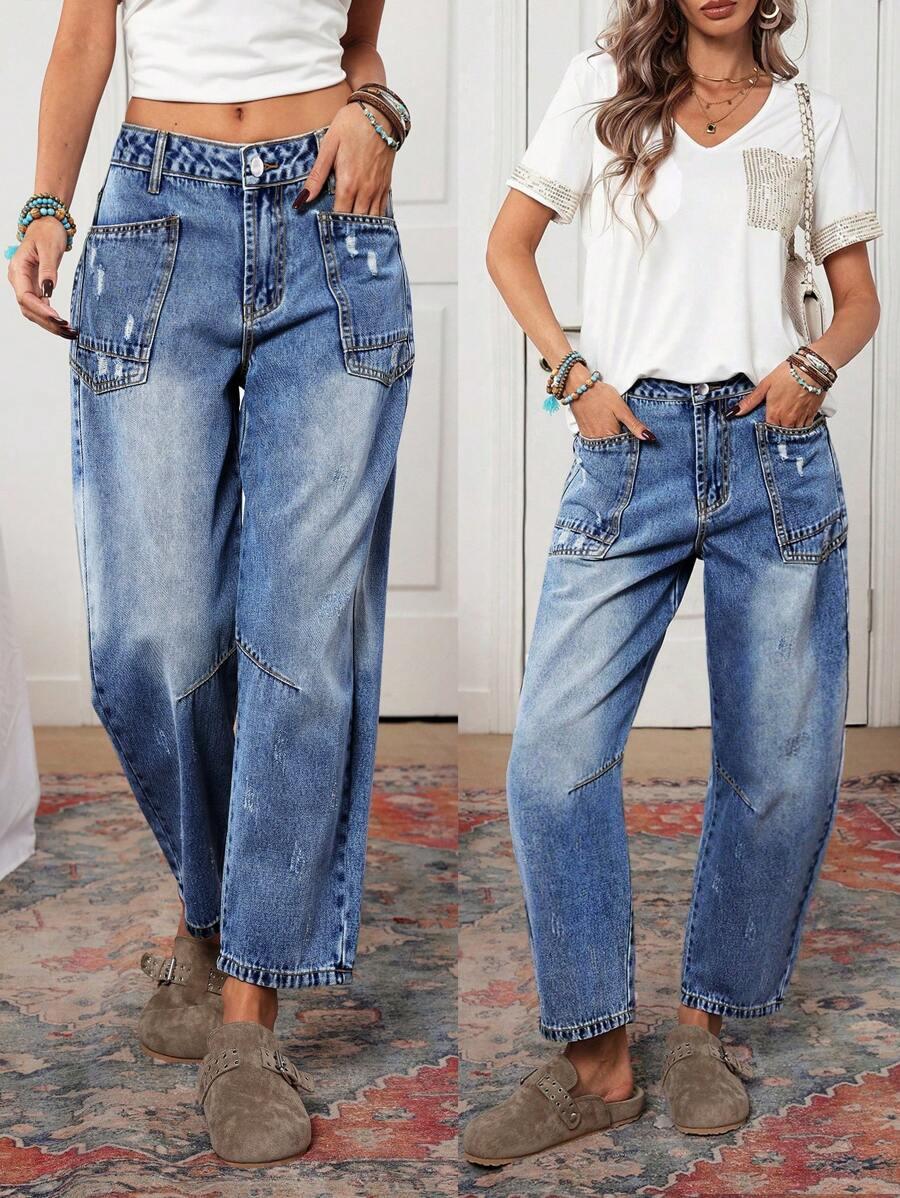 niebieskie spodnie jeans