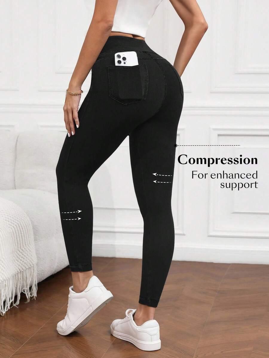 czarne legginsy kieszenie