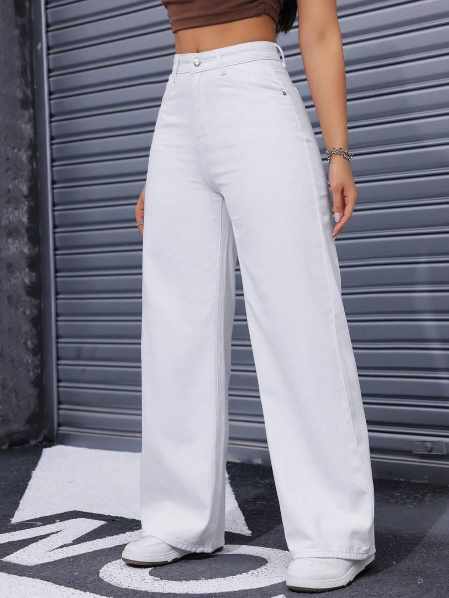 BIAŁE SPODNIE JEANS