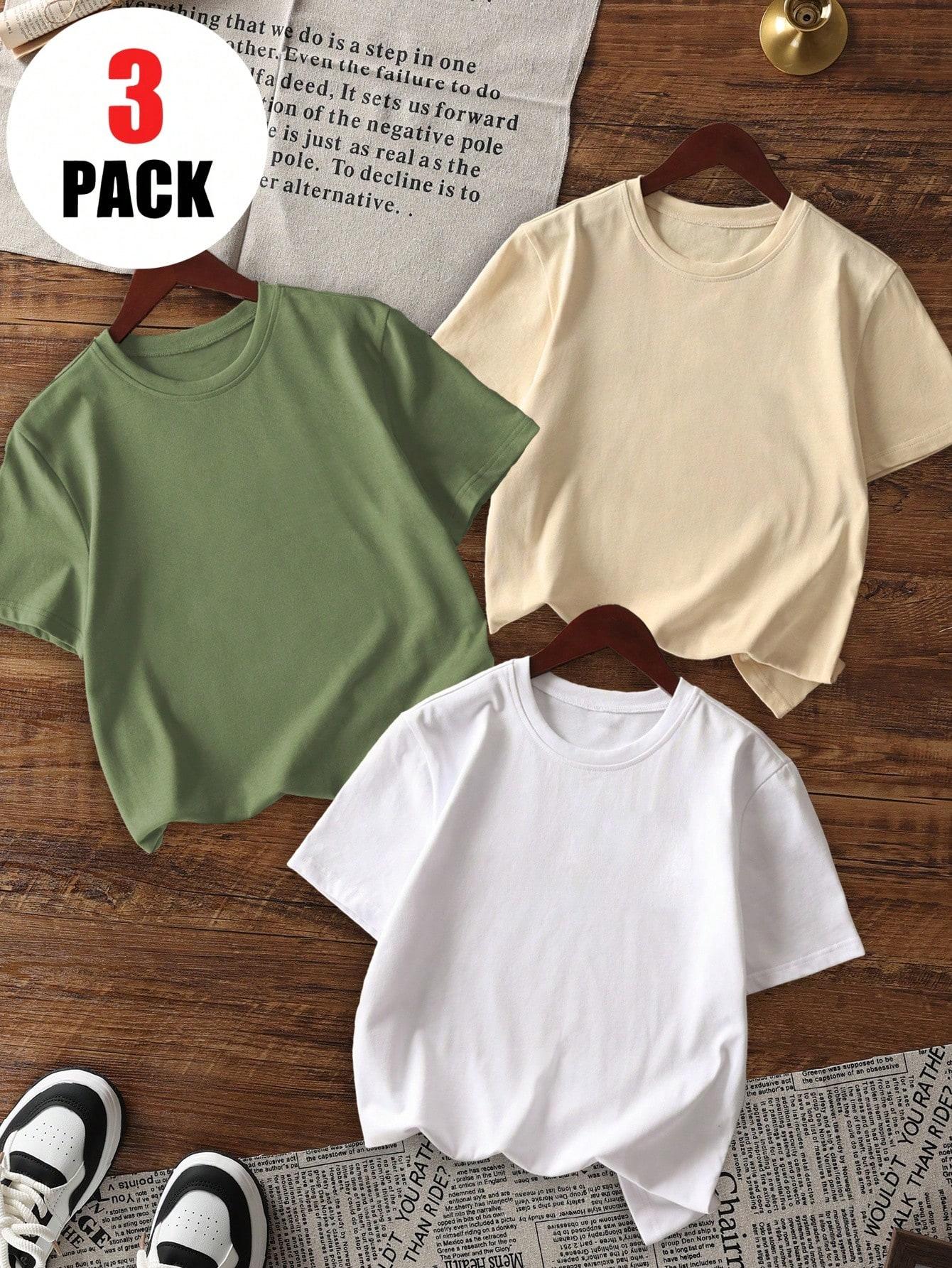 GŁADKI T-SHIRT 3-PACK
