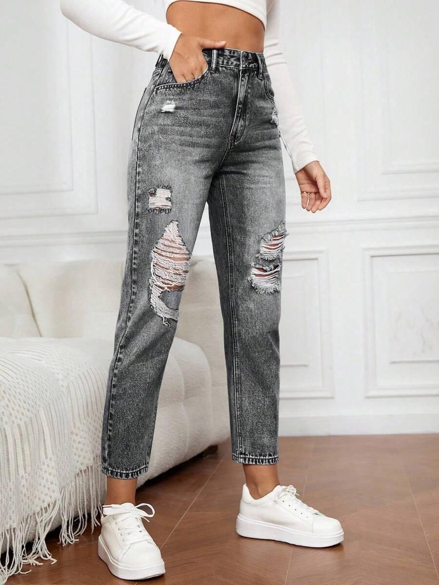 SZARE SPODNIE JEANS