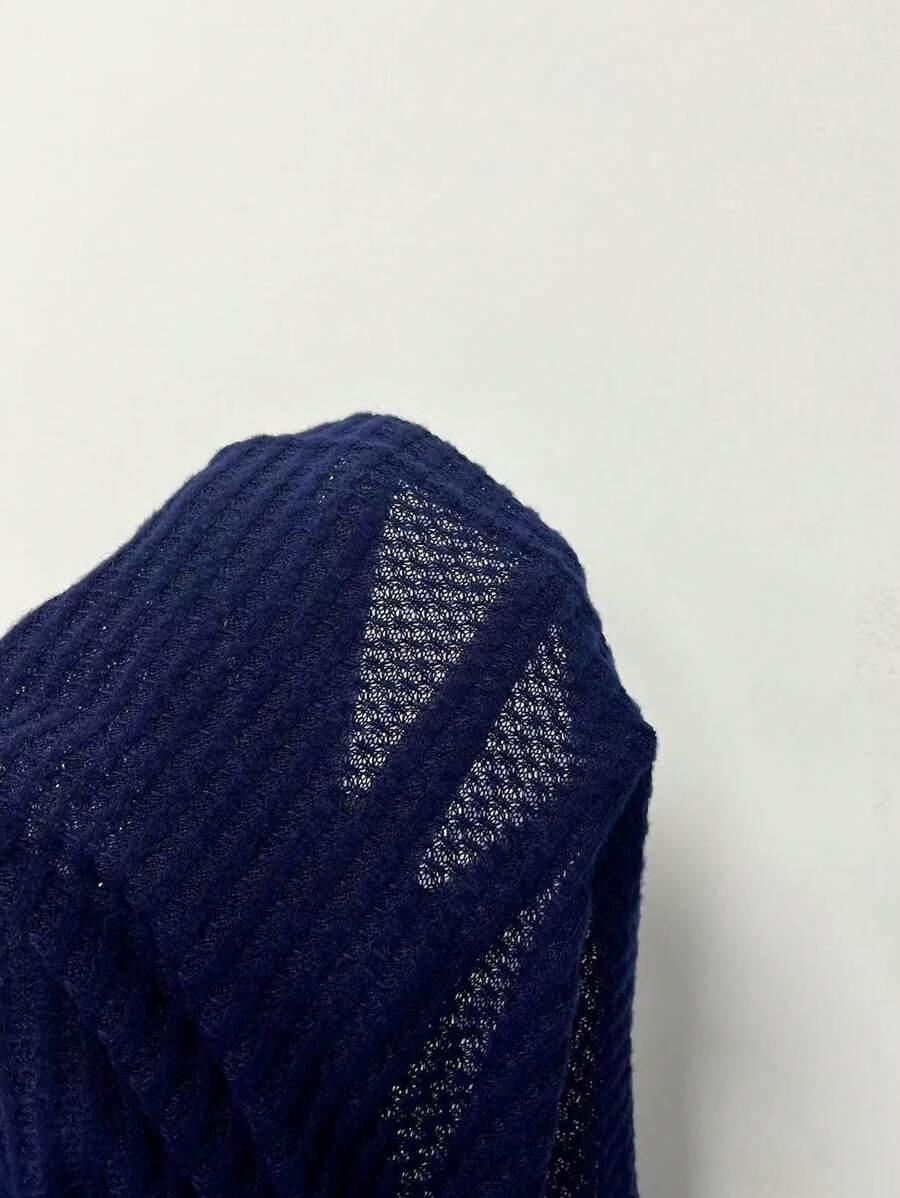 GRANATOWY SWETER V-NECK