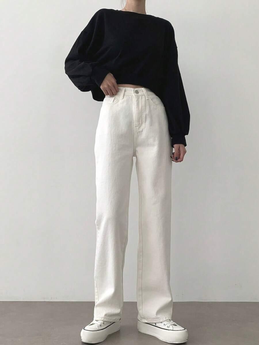 BIAŁE SPODNIE JEANS