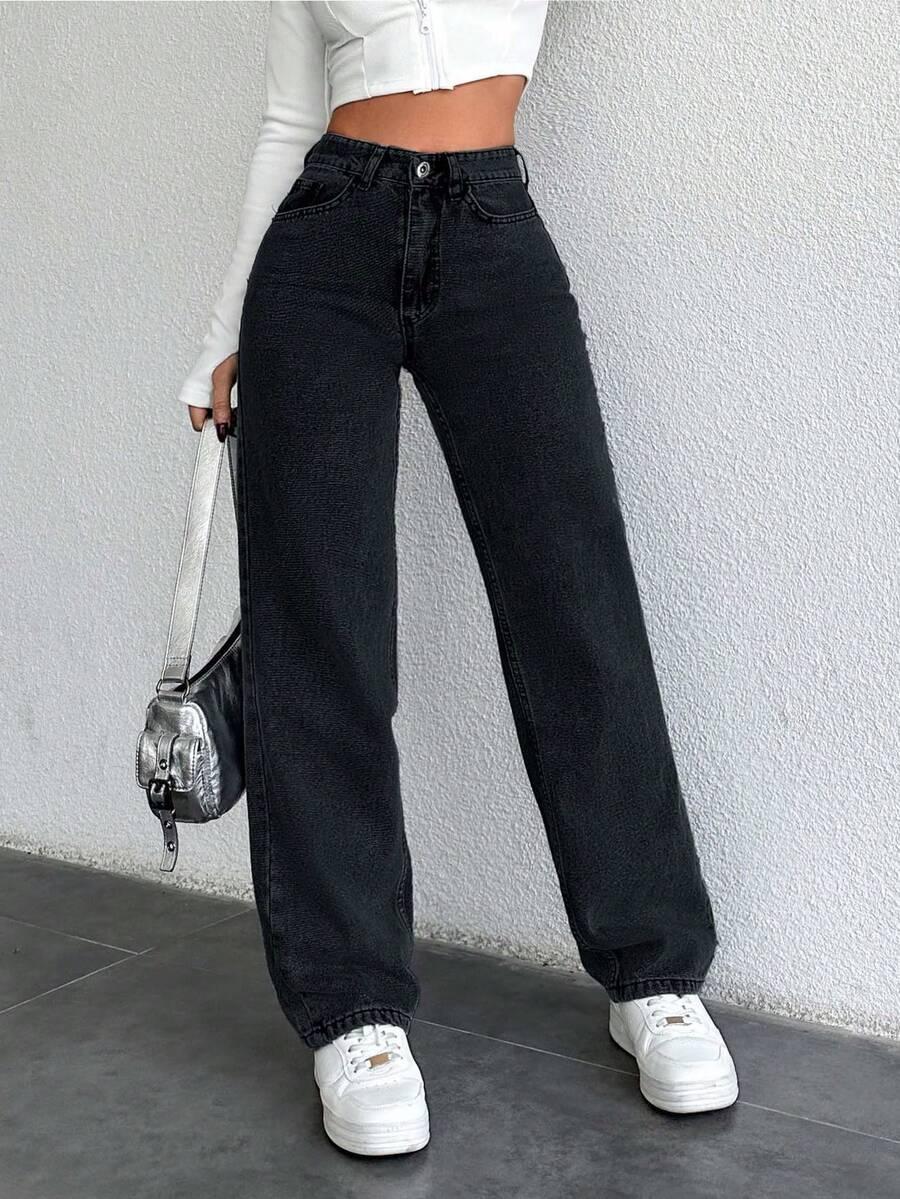 CZARNE SPODNIE JEANS
