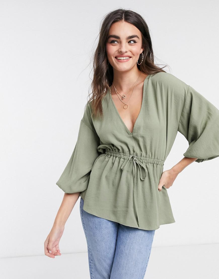 ZIELONA BLUZKA V-NECK